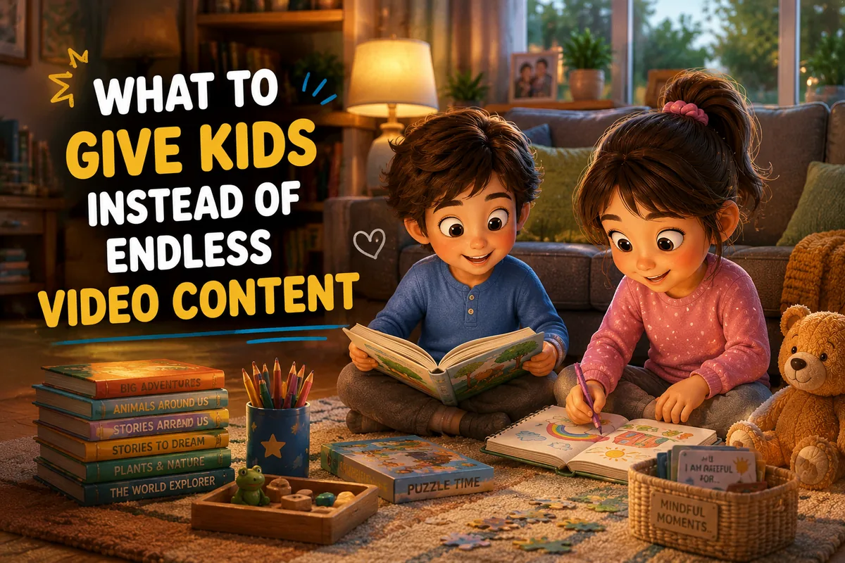 Children choosing calm activities instead of endless video content